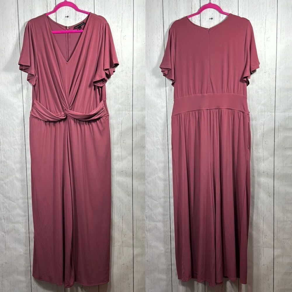 Lane Bryant Mauve Twist Front Wide Leg Jumpsuit Size 18/20 Feminine Minimalist